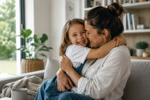 happy child with parent after parenting plans Surrey